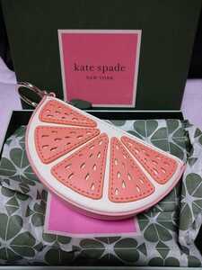 kate spade 新品 スムースレザーピンクグレープフルーツコインパス ケイト・スペード 低下以下 直営店購入　小銭入　チャーム