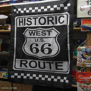 アメリカン雑貨 ビッグフラッグ タペストリー ROUTE66 お洒落 インテリア オールディーズ 存在感抜群 世田谷ベース 男の隠れ家 雰囲気作り