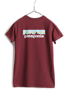 18年製 ■ パタゴニア プリント 半袖 Tシャツ ( メンズ M ) 古着 PATAGONIA アウトドア フィッツロイ プリントTシャツ ワンポイント エンジ