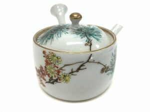 旧家蔵出 乾山 銘 梅松図 茶器 横手急須 金彩 色絵 時代 幹山 京焼 茶器 煎茶道具