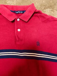 nautica 長袖ポロシャツ　コットン100% ボルドー #Ｌ