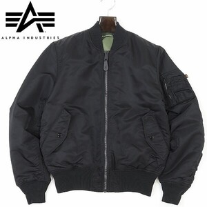 ◆ALPHA INDUSTRIES アルファ インダストリーズ リバーシブル MA-1 フライト ジャケット黒 ブラック×グリーン L