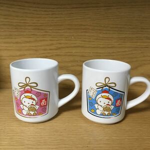 陶器売り尽くしセール☆キティ☆酉年マグカップ☆ペア☆未使用☆P