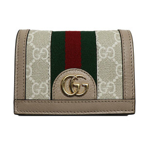 GUCCI グッチ オフィディア GG カードケース ウォレット 二つ折り財布 ベージュ 523155 UULAG 9682 レディース 中古 美品