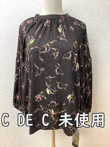 クードシャンス (C DE C) タグ付き未使用 定価15950円 茶にベージュ系柄ブラウス サイズ40/L