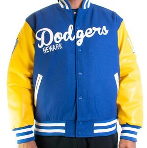 5XL 二グロリーグ Negro League ニューアーク Newark ドジャース Dodgers バーシティスタジャン スタジアムジャンパー 青 黄色 