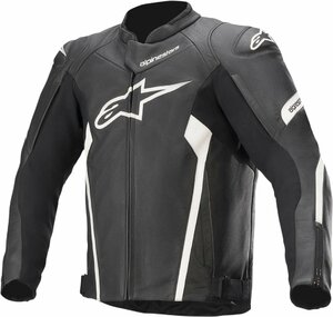 サイズ US 48 / EU 58 - ブラック/ホワイト - ALPINESTARS アルパインスターズ Faster v2 レザー ジャケット