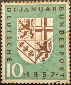 【外国切手】 ドイツ 1957年01月02日 発行 ザールス再結成 消印付き