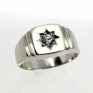 ◎中古美品◎プラチナ　ダイヤ　0.324ct　メンズリング　19号