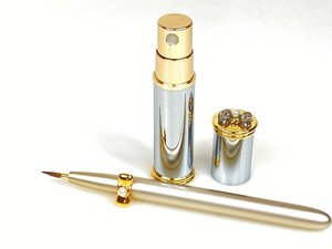 未使用　ミキモト　MIKIMOTO　ミニパール付き　リップブラシ／アトマイザー　2点セット　リボンモチーフ　ゴールドカラー　KES-3019