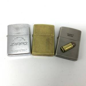 Y69□【3点セット】火花確認済み 2点 未確認1点 ZIPPO ジッポ オイルライター / アラベスク ZIPPOロゴ 他 / 喫煙グッズ 喫煙具 現状品