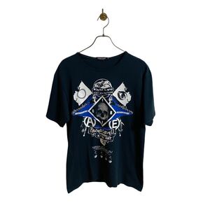 【アンダーカバー UNDERCOVERISM 2003SS SCAB期 上映会 限定 Tシャツ GIZ柄 OF THE NIGHT Tシャツ ブラック×ブルー メンズM 5685】