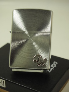 Zippo イニシャル「 U 」シルバー・スピン両面（銀張り）200SSP 新品