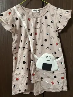 子供　服　おにぎり　Tシャツ　ピンク　ポシェット