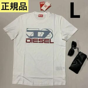 洗練されたデザイン　ディーゼル　DIESEL　 正規品　Tシャツ　T-DIEGOR-K74　ホワイト　L　A12502 0GRAI　100%綿　新モデル