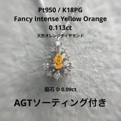 プラチナ/18金 インテンス オレンジ ダイヤモンド ネックレス 0.113ct