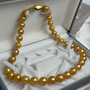 南洋パール13mmゴールドパールネックレス42cm necklace Pearl jewelry 本真珠