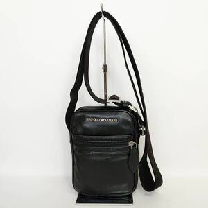 2411-47｜美品｜エンポリオアルマーニ ショルダーバッグ レザー ブラック