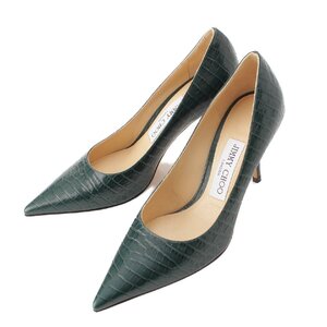 【ジミーチュウ】Jimmy Choo　ROMY 85 クロコ 型押し レザー ヒール パンプス グリーン 35 1/2 【中古】【正規品保証】208127