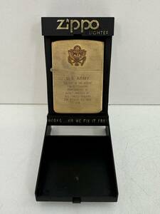 TN0610-61 2974【1円スタート】 ライター　ジッポ　Zippo　U.S.ARMY　SOLID BRASS　ゴールド系　オイルライター　喫煙具