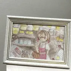 手描きイラスト　メイドさんのお買い物　レモネード