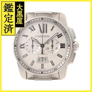 Cartier　カルティエ　時計　カリブル ドゥ カルティエ クロノグラフ　W7100045　シルバー文字盤　SS　自動巻　メンズ【200】Ｍ