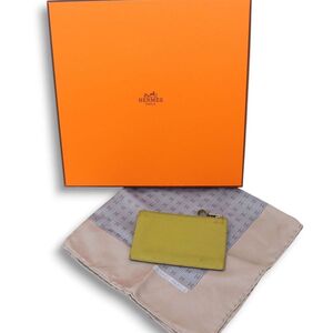 HERMES エルメス シルク カレ40 スカーフ ハンカチ & レザー コインケース セット Sz.F レディース フランス製　K4G00148_C#U