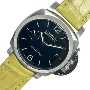 パネライ PANERAI ルミノールマリーナ Q番 PAM00392 ブラック SS/レザーベルト 腕時計 メンズ 中古