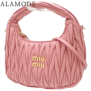 MIUMIU(ミュウミュウ) マテラッセ ワンダーホーボーバッグ ハンド 2WAY ショルダー レザー ピンク 5BC125 40802124141【アラモード】