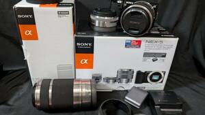 【中古】ソニー　NEX-5D　＋　SEL55210【交換用レンズ】　＋　キャリングポーチ