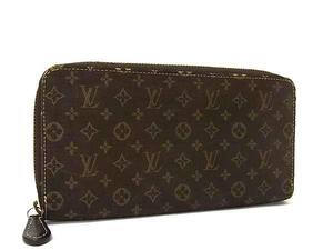 1円 LOUIS VUITTON ルイヴィトン M95235 モノグラムミニラン ジッピーウォレット ラウンドファスナー 長財布 ブラウン系 FE5617