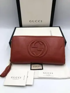 美品‼GUCCI グッチ　長財布　ソーホー　ロゴ型押し　オールレザー　レディース