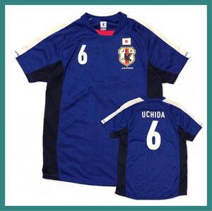 2137◆JFA OFFICIAL◆2009年 サッカー 日本代表 内田篤人 背番号6 レプリカ ユニフォーム ブルー×ネイビー×ホワイト S