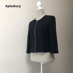 Aylesbury★アリスバーリー★ノーカラージップジャケット★ツイード★9号★ノーカラージャケット