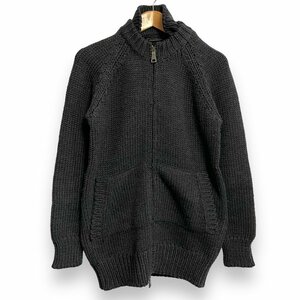 美品 PRADA プラダ ラグランスリーブ ダブルジップ ニット ブルゾン ジャケット 46 チャコールグレー ◆