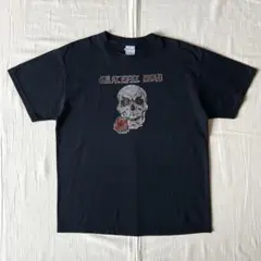 00s　GRATEFUL DEAD　薔薇スカル　バンドロゴ　ラメプリントTシャツ