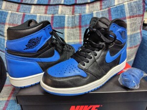 エア ジョーダン1 NIKE AIR JORDAN 1 RETRO HIGH OG BLACK/ROYAL-WHITE US8 26cm 正規品 555088－007 黒青白 付属品完備 極美中古 新品同様