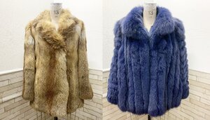 毛皮 コート FAND MOONBAT MINK ミンク 9 レッドフォックス 2点セット ファー アウター 上着 レディース ブルー ブラウン