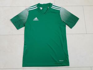 ■アディダス/adidas■大人気の定番3本ライン入りのさらさら半袖Tシャツウェアー/ロゴマーク入り■サイズ160/緑色&白/キッズジュニア