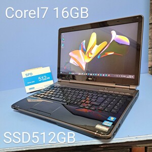 ★最強CoreI7★メモリ16GB★新品SSD512GB NEC/LL750/E/YAMAHAスピーカー/Windows11PRO/ブルーレイ/Office2021/lavie/クリスタルブラック