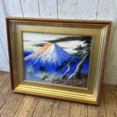 昭和レトロ 赤富士 富士山 風景画 油絵 油彩画 立体画 絵画 アート 美術