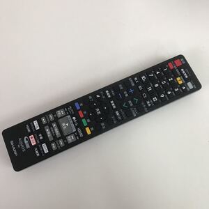 【美品】SHARP シャープ ブルーレイディスクレコーダーリモコン GB312PA 電池カバー欠品