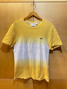 フランス製 LACOSTE ラコステ オーガニックコットンピケカラーブロック Tシャツ Sz.3 日本サイズ M メンズ 黄