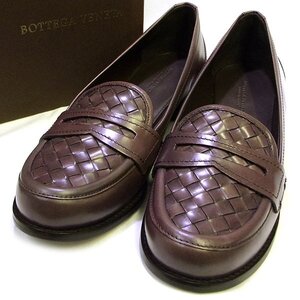 新品 未使用 ボッテガヴェネタ BOTTEGA VENETA イントレチャート ローファー 革靴 シューズ 37 【330911】