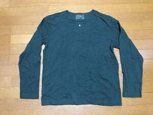 ★即決★Eddie Bauer エディーバウアー ★ヘンリーネックTシャツ★グリーン★Lサイズ（大き目）★長袖Tシャツ★ロンT★日本企画★60サイズ