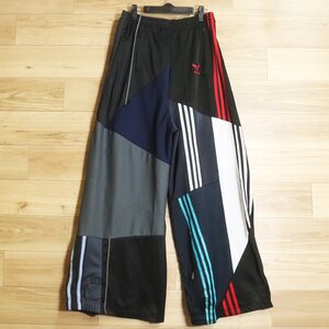 *5K/O11.25-1　アディダス　リメイク古着　ワイドパンツ　イージーパンツ　袴パンツ　ハカマ　トラックパンツ　パッチワーク　ドッキング