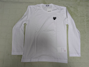 プレイ コムデギャルソン PLAY COMME des GARCONS 白長袖Ｔシャツブラックハート　Ｌサイズ