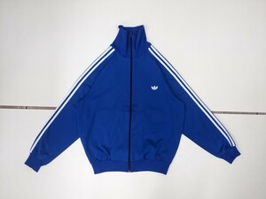 14．adidas 70s デサント製 アディダス ヴィンテージ トラック ジャケット ブルゾン 三つ葉ロゴ レトロ ジャージ メンズL相当青白x708