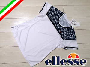 ◇新品 ellesse エレッセ テニス かわいい ギンガムチェック チーム 半袖 Tシャツ レディス M 定価6,160円 抗菌防臭 ホワイト 白 吸汗速乾