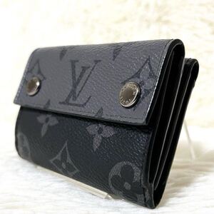 極美品　現行　LOUIS VUITTON　ルイヴィトン　ディスカバリー　三つ折り　財布　エクリプス　モノグラムリバース　ブラック　グレー　RFID